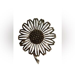 Vintage Signed Sarah Cov Silver Tone Daisy Flower Brooch